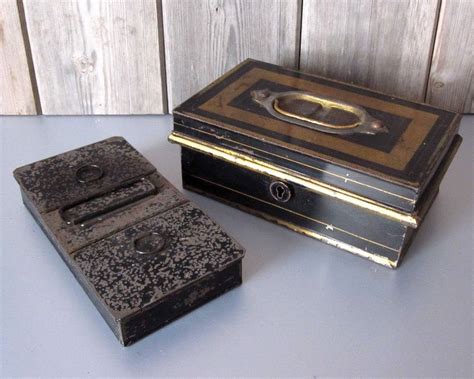 vintage metal tin money box with wood handle|Antique Money Box .